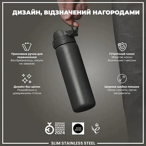 Пляшка для води ION8 металева 600 мл Stainless Steel Grey (I8SS600GRY) - фото 4