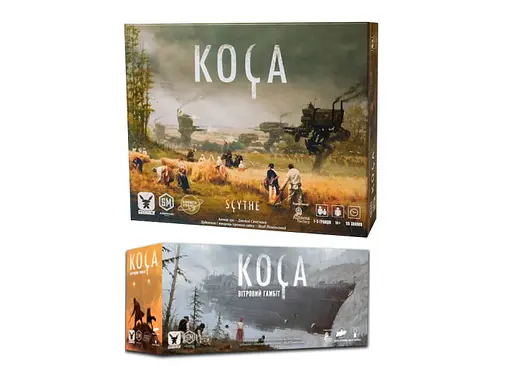 Настільна гра Планета Ігор Коса (Scythe) з доповненням Вітровий гамбіт + повний набір промо карток (укр.) (GKCH005+1.1)