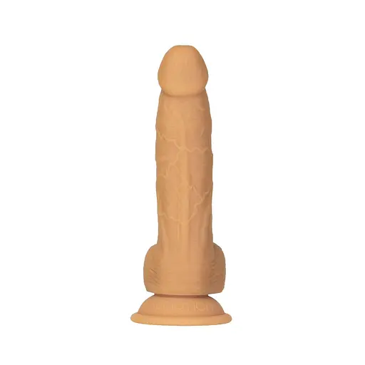 Фалоімітатор Addiction Dual Density Silicone Dildo Caramel 8″, присоска, діаметр 4,3 см, вібропуля - фото 2