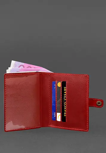 Кожаная обложка-портмоне для удостоверения офицера 11.0 красная - фото 5