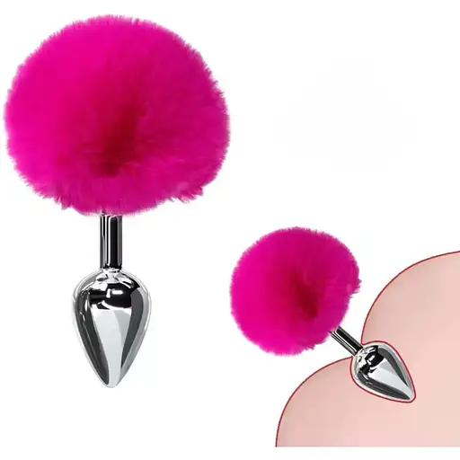 Металева анальна пробка Кролячий хвостик - фото 4