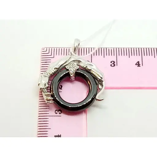 Срібна підвіска Харківська ювелірна фабрика з керамікою і фіанітами. 500374-КРЧ - фото 4