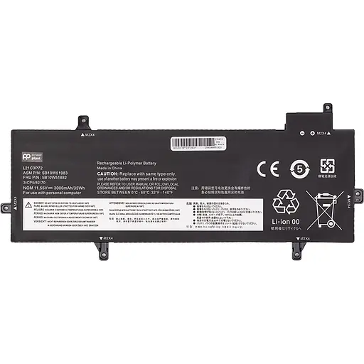 Аккумулятор PowerPlant для ноутбуков LENOVO ThinkPad Z13 Gen 1 (L21C3P72) 11.55V 3000mAh - фото 1