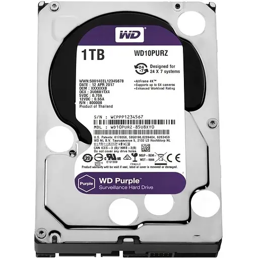 Накопитель Western Digital HDD SATA 1.0TB Purple 5400rpm 64MB (10PURZ)