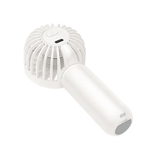 Портативный ручной вентилятор Hoco HX60 на аккумуляторе 1200mAh с ручкой мини ветродуйка Белый - фото 2