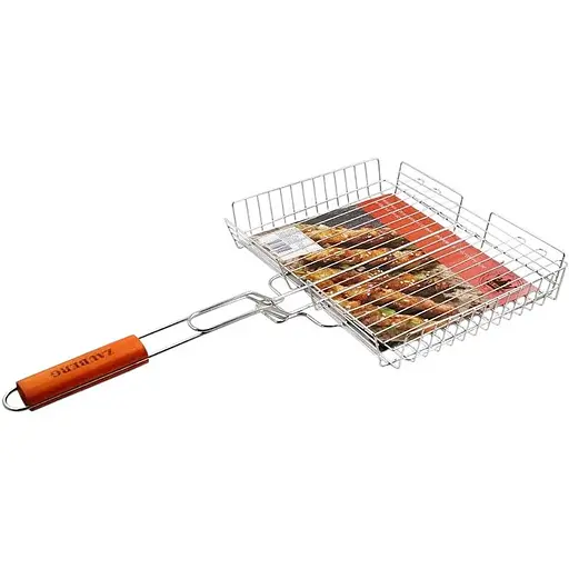 Решетка для барбекю Zauberg металлическая 30х24 см с деревянной ручкой (025А)