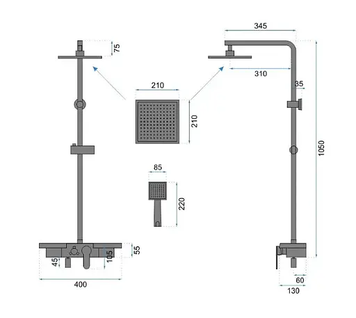 Душова система Rea Bravo brushed gold з виливом REA-P4121, Золотий - фото 5