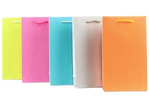 Подарунковий пакет картонний, 200 г/м², Моноколір, 25x37x9 см, 6 шт. в упаковці (В асортименті)