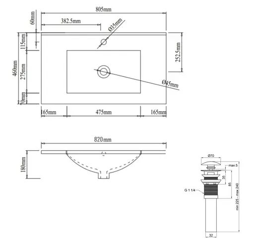 Раковина врезная мебельная Qtap Albatross 820x460x180 White с донным клапаном QT01113080CW148475 - фото 7
