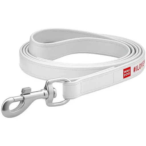 Повідець для собак Waudog Design шкіряний малюнок "Я люблю свою собаку", XXS-XS білий - фото 3
