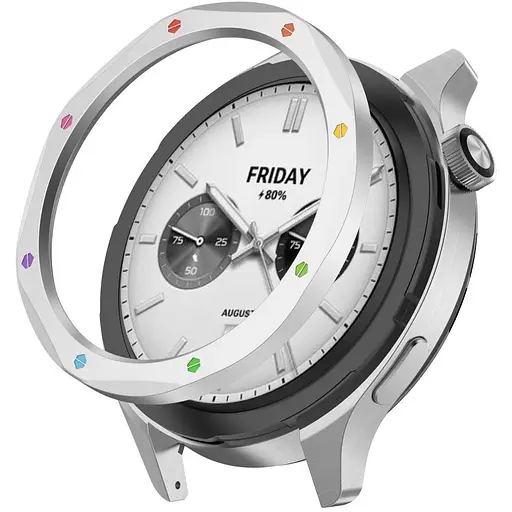 Безель металевий Sikai для смартгодинника Xiaomi Watch S3/S4 Silver-multicolor + захисне скло