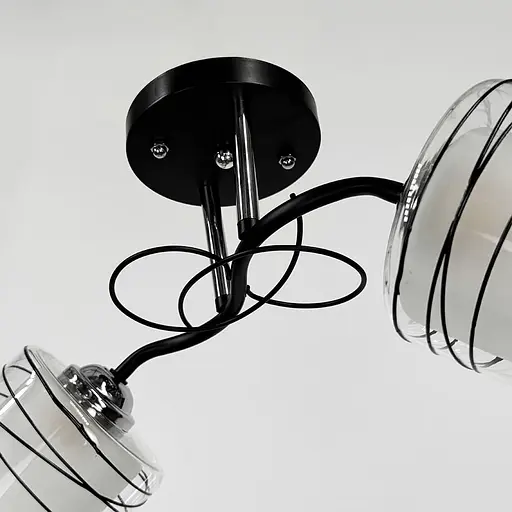 Стельовий чорний світильник на 2 подвійних плафони 50х15 см | Line F | Арт. 6190/2A BK+CH - фото 2