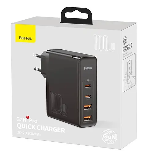 Зарядний пристрій Baseus GaN2 Pro 100 W 2C 2 A (CCGAN2P-L01) чорний - фото 4