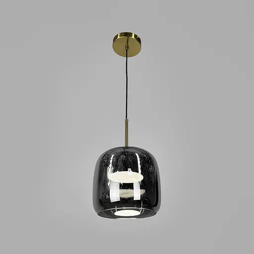 Підвісний світильник BOLLI у латунному корпусі із графітовим плафоном Ø 20х20 см | Line F | Арт. BS12-230 AB+GR - фото 1