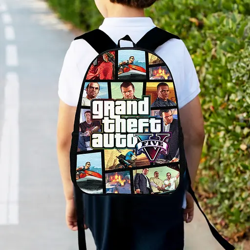 Рюкзак детский GTA "Grand Theft Auto" 34х27см, городской ранец для мальчика с принтом (00441)