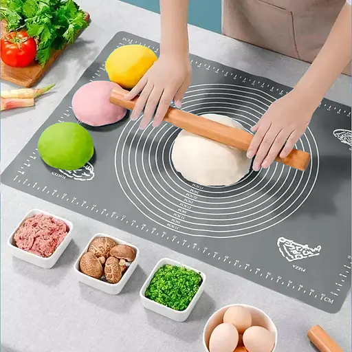 Силіконовий кондитерський килимок для розкачування тіста 45х64 см Сірий 86757 - фото 2