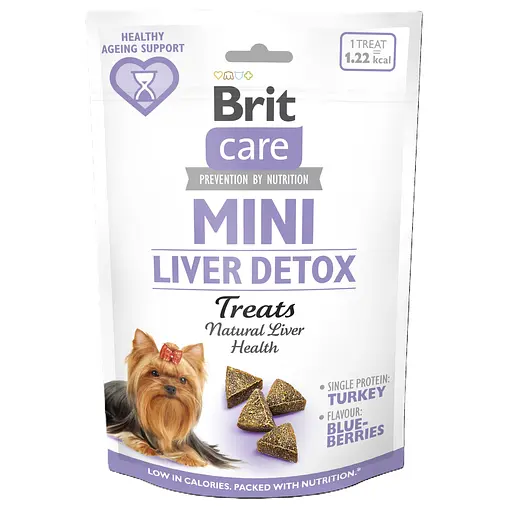 Ласощі Brit Care Mini Treats Liver Detox для собак малих порід для детоксу печінки з індичкою і смаком чорниці 50 г - фото 1