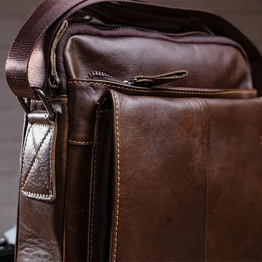 Сумка кожаная мужская Vintage 23х26х6 см sum0012334 - фото 6