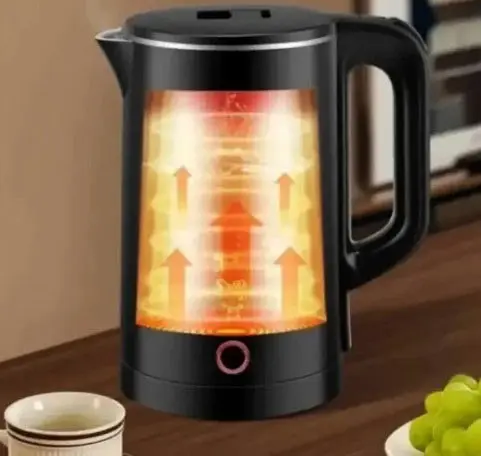 Электрочайник Domotec MS-5028 1500Вт Нержавеющая сталь/Пластик дисковый чайник 2л Черный - фото 3