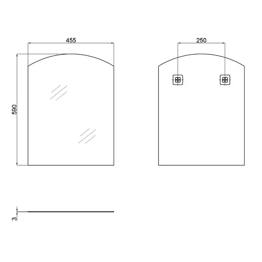 Дзеркало Lidz Wieza 140.07.01 455x590 настінне прямокутне з дугоподібним верхом LD78WI4559 - фото 2