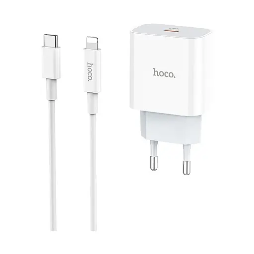 Зарядное устройство Hoco C76A Type-C PD 20W белый + кабель Type-C to Lightning - фото 1