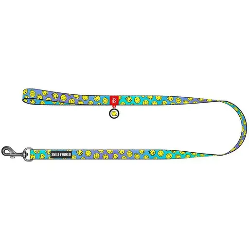 Повідець для собак Waudog Nylon нейлоновий, малюнок "Смайли на блакитному", L-XXL - фото 2