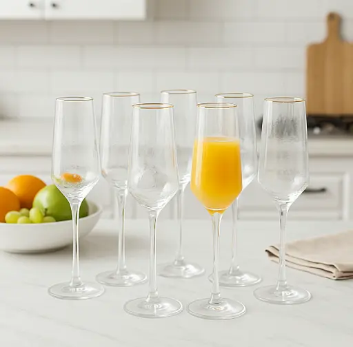 Набор бокалов для шампанского "Crystal" 300 мл (6 шт.) Бокалы на стеклянной ножке [MD] - фото 3