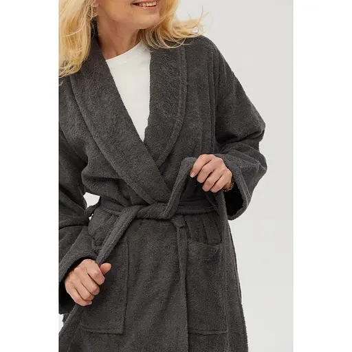 Халат махровый Lotus Home Basic New Line S антрацит (svt-2000022348058) - фото 5