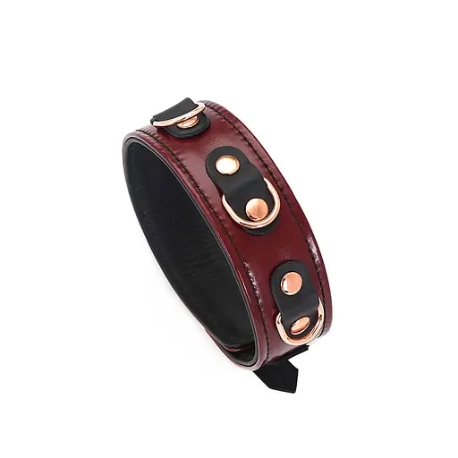 Нашийник із повідцем Liebe Seele Wine Red Leather Collar Leash and Lock бордовий - фото 3