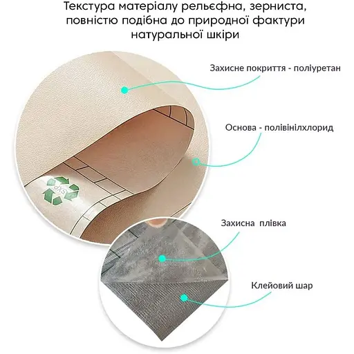 Самоклеющаяся экокожа в рулоне 1.37х1м х 0.5мм Бежевый SW-00001346 - фото 3