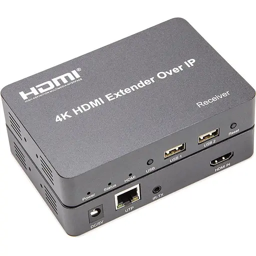 Удлинитель HDMI сигнала PowerPlant HDMI 4K/30hz, до 150м, через CAT5E/6 (HDES150-KVM)
