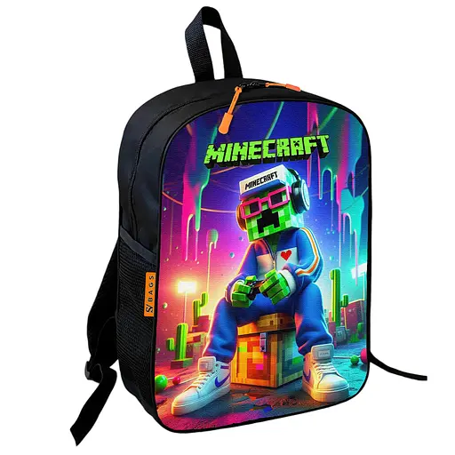 Рюкзак школьный Minecraft - Крипер сидящий в очках и кепке, 36×27 см для мальчика (01752)