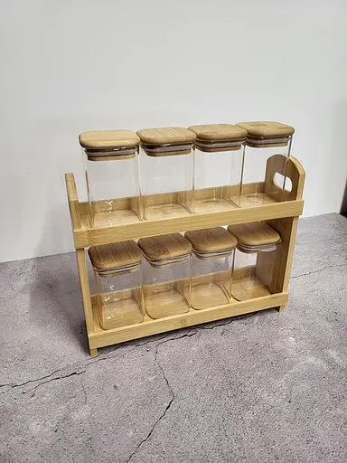 Набір баночок для спецій Vittora VT-8903-8 з дерев'яною підставкою 8 предметів 230 мл - фото 2