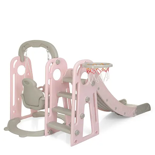 Дитяча гірка-гойдалка BAMBI YG2020-1-8 з баскетбольним кільцем, ш153-г195-в113см, рожева - фото 6