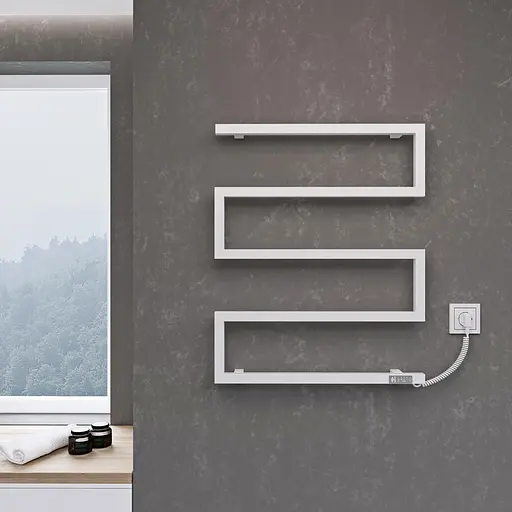 Электрический полотенцесушитель Kosser Зета 900x550 EL тайм. белый ЗЗ03ELW, Белый матовый, Левое - фото 3