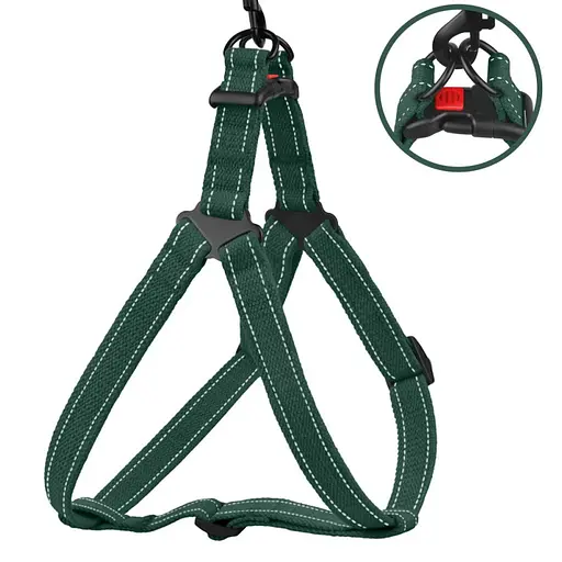 Шлея для собак Barksi Cotton Стандарт Рефлекторна S 40-53х1.6 см зелена - фото 3