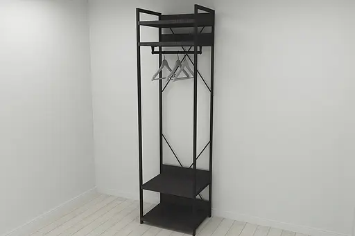 Шкаф Гардероб Уни секция 2 серии Конект Ferrum-decor 220x60x50см Черный металл ДСП Венге Магия 32 мм (FRD-104536) - фото 5