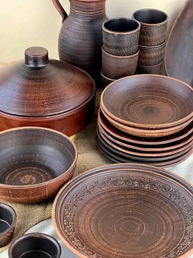 Столовий сервіз керамічного (глиняного) посуду на 6 осіб Гладкий - фото 3