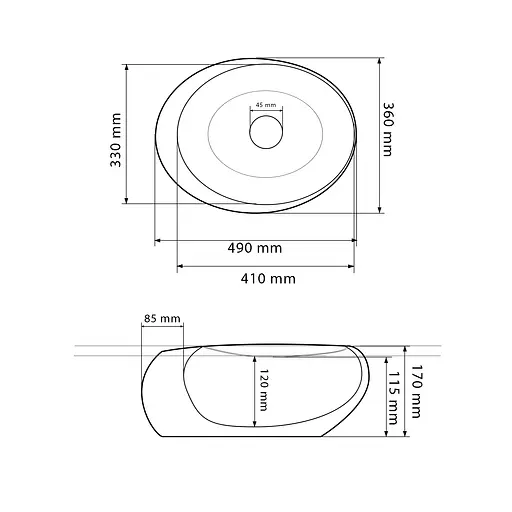 Умивальник VBI Valiano marble black matt накладний VBI-016101, Чорний матовий - фото 2