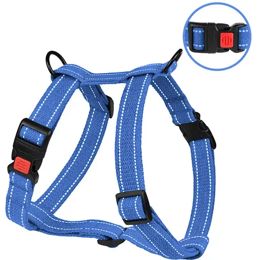 Шлея для собак Barksi Cotton Н-подібна L 40-58х44-78х2.5 см лазурно-синя - фото 3