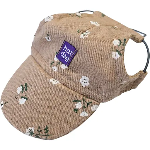 Кепка Hat-Dog 5/XL лен бежевая цветок с регулируемой затяжкой 417