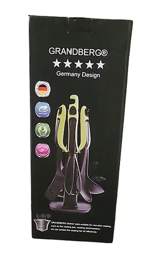 Набір кухонного приладдя Kitchen Tools Grandberg на підставці 7 предметів зелений - фото 2