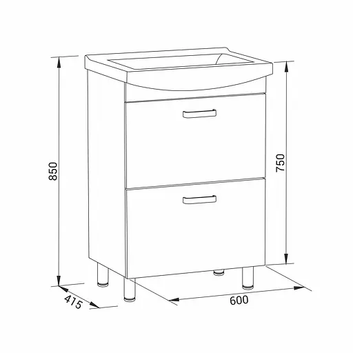 Тумба підлогова RJ Fortuna-B з умивальником Cersania Білий - фото 2