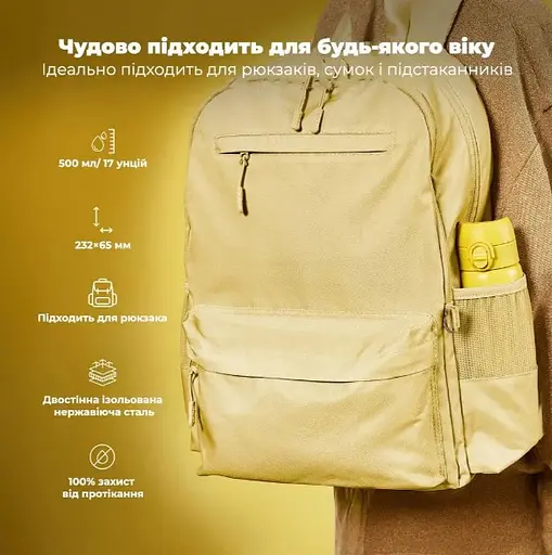 Пляшка для води ION8 металева вакуумна 500 мл Vacuum Insulated Yellow (I8TS500YEL) - фото 5