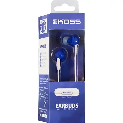 Наушники Koss проводные KEB6iB Mic с микрофоном голубые (021299181041) - фото 5