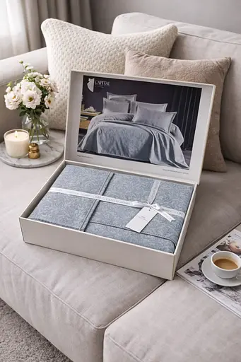 Набор покрывало евро 240х260 см с 2 наволочками 50х70 см серый TC303376213 - фото 3