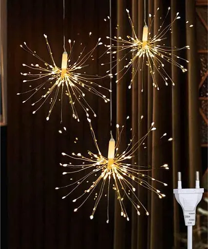 Гірлянда-штора Пучок Феєрверк 3 х 0.6 м Новорічна гірлянда штора 1000 LED від мережі 220В 8 режимів Тепло білий - фото 2