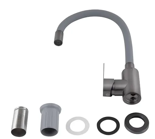 Змішувач для кухні Brinex Pure 015F3 з гнучким виливом Graphite/Grey BRIPUR015F3GRG - фото 3