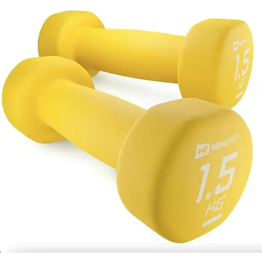 Гантели для фитнеса Hop-Sport неопреновые круглые HS-V015DR 2x1,5 кг желтый - фото 2