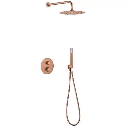 Душова система прихованого монтажу з термостатом Imex Monza PVD матове рожеве золото GTM039/ORC, Золотий - фото 1